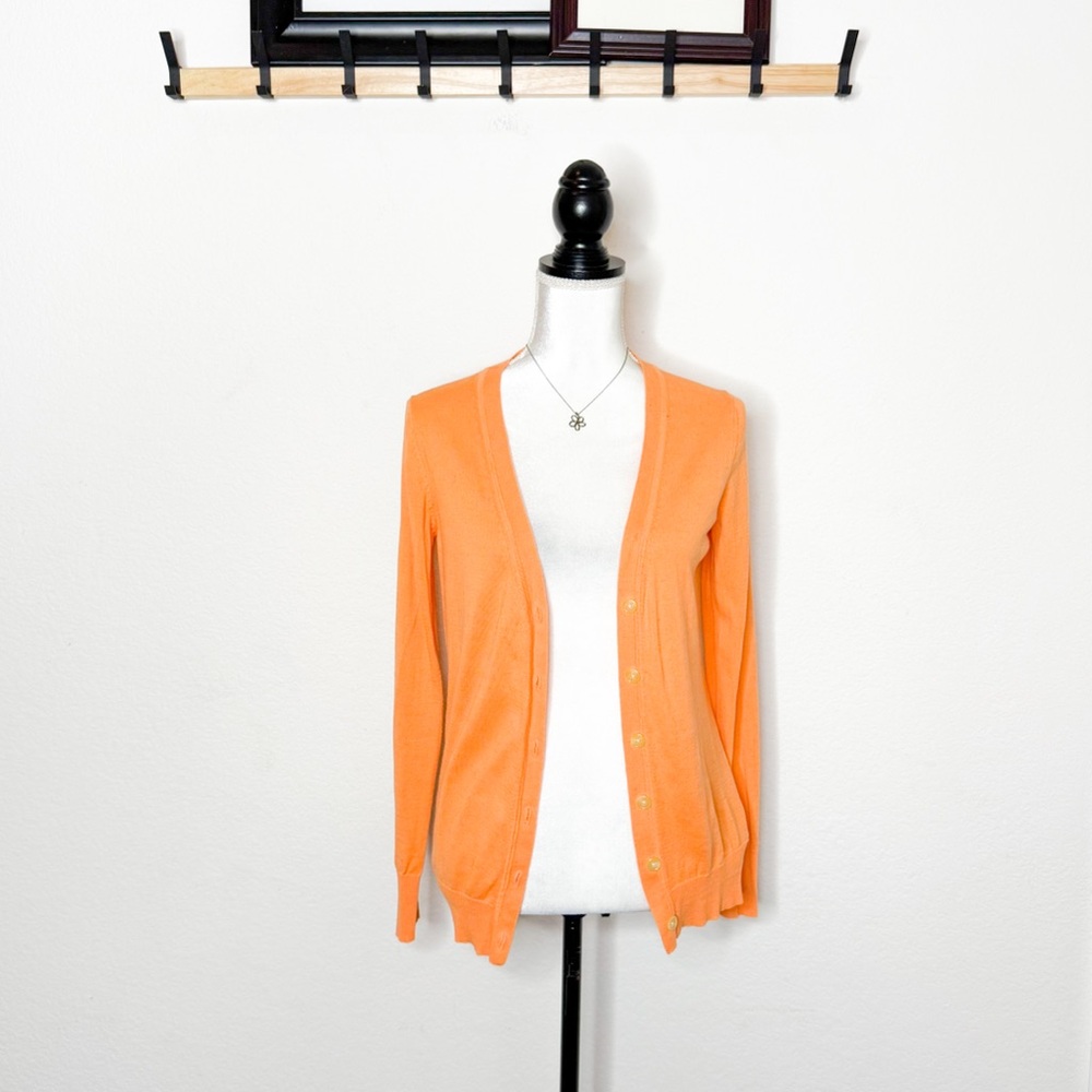 GAP Orange Cardigan Sweater Women’s Size M Super Soft Lightweight Button Front